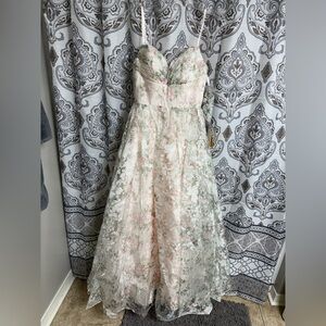 JVN by Jovani Floral Pink and Green Dress